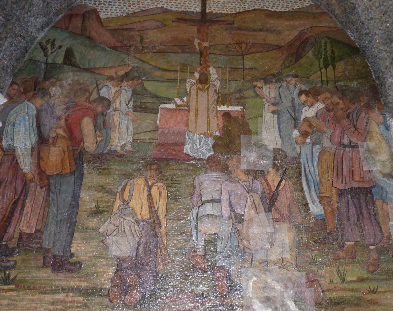 Mosaic of Partisans at prayer in the crypt of the Cathedral of San Emidio in Ascoli Piceno