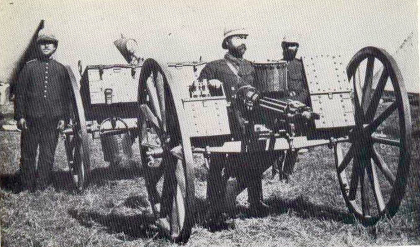 Gatling gun as used in the Zulu War (Photo from The Washing of the Spears)