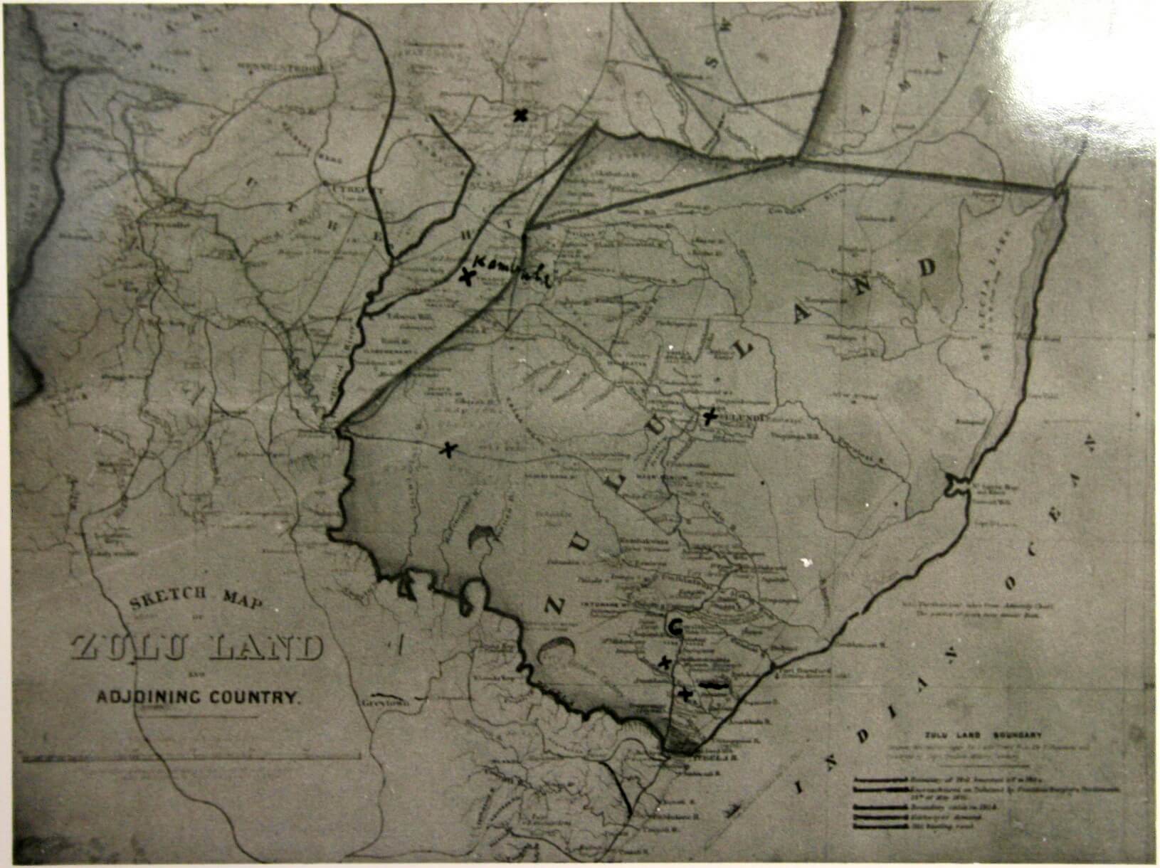 Zulu war map in the Newmarch Collection of the Killie Campbell Museum, Durban